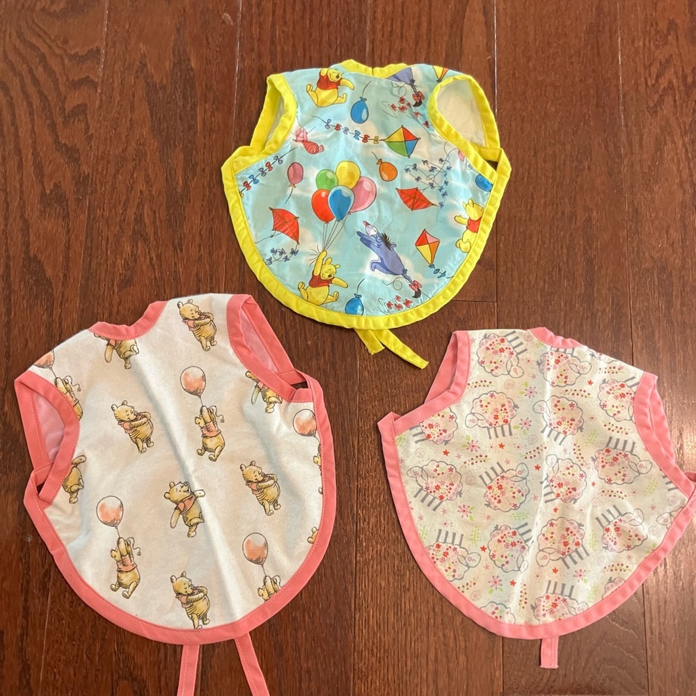 Handmade Winnie the Pooh Fabric baby bibs bundle